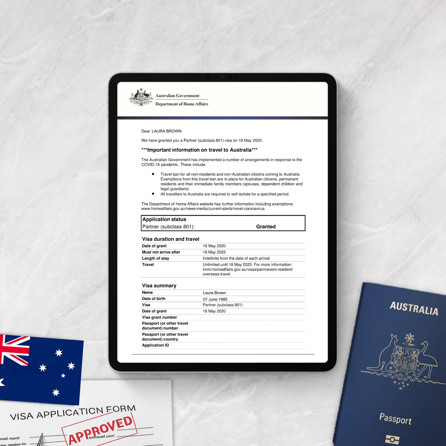Partner Visa Template | Permanent Visa (801/100)