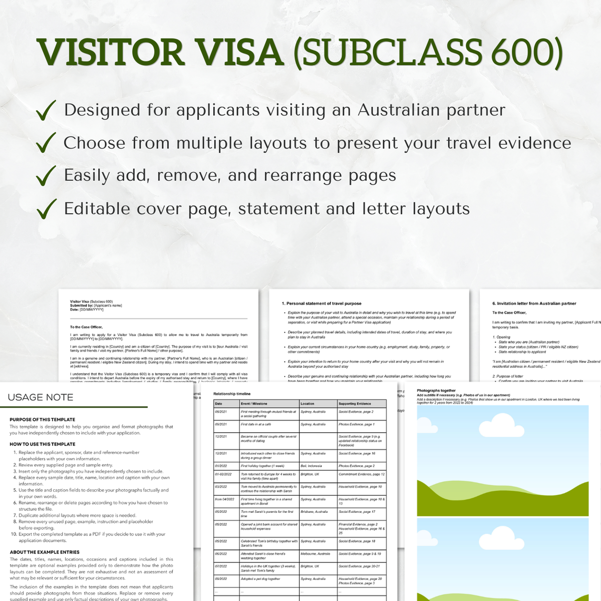 Partner Visa Template | Visitor Visa (Subclass 600)
