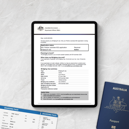 Partner Visa Template | Bridging Visa B