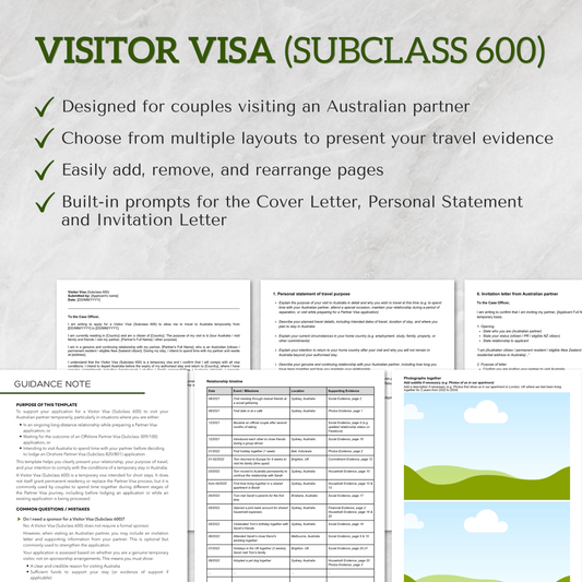 Partner Visa Template | Visitor Visa (Subclass 600)