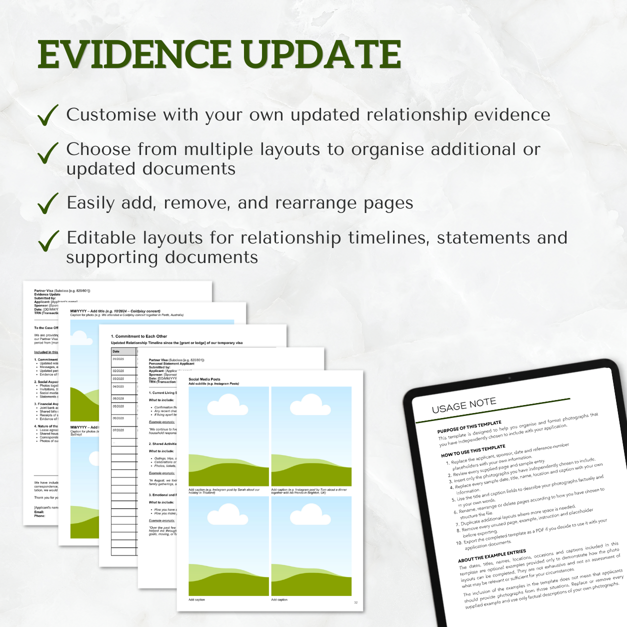 Partner Visa Template | Evidence Update