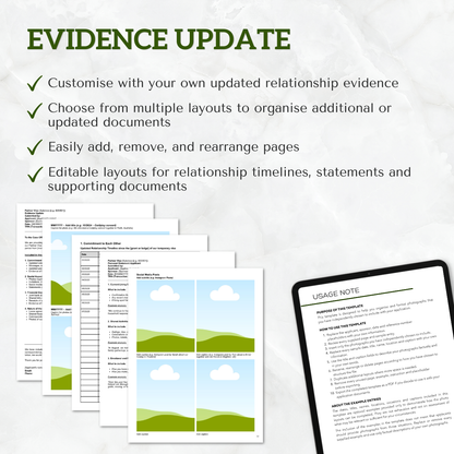 Partner Visa Template | Evidence Update