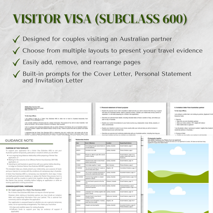 Partner Visa Template | Visitor Visa (Subclass 600)