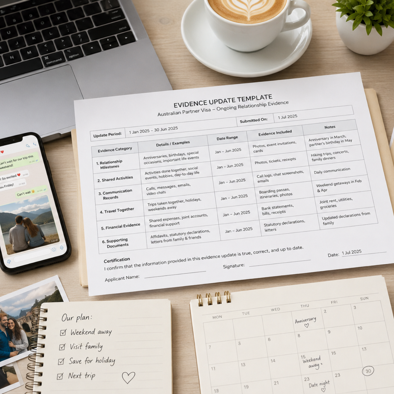 Partner Visa Template | Evidence Update