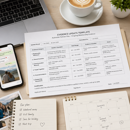 Partner Visa Template | Evidence Update