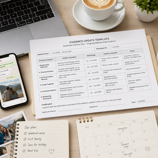 Partner Visa Template | Evidence Update